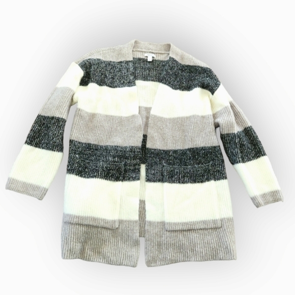Nine West Striped Open Front Duster Cardigan Large - Picture 1 of 7